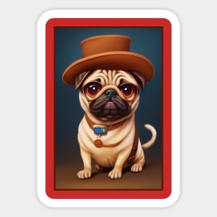 Pug with a style Sticker